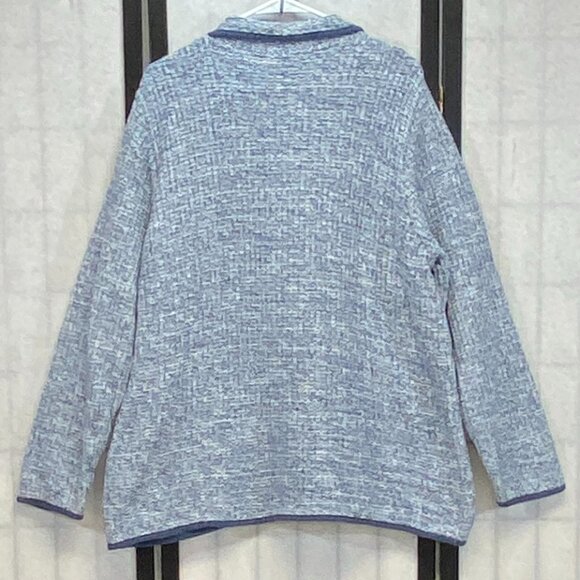 C.J. Banks Blue Zip Front Cardigan Sweater Woven Knit Long Sleeve Cozy Layer 3X - Picture 2 of 12
